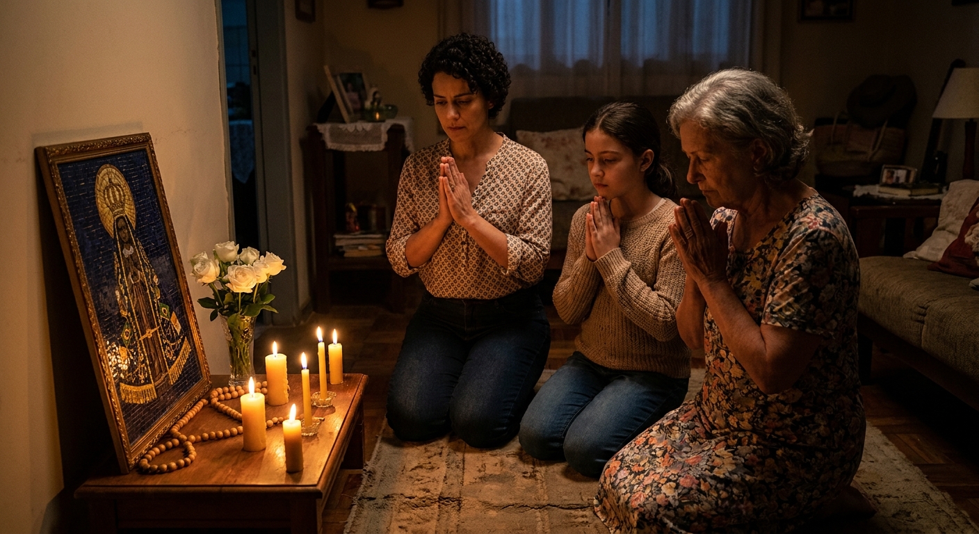 Família brasileira em oração